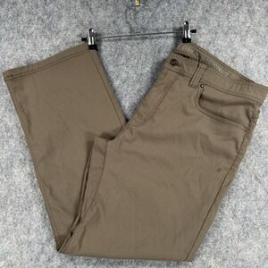 PrAna Brion Pants Mens 36x30 (Fits 36x28) Brown Slim Fit Stretch Nylon Chino